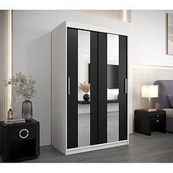 Abiks Meble Armoire Pole à portes coulissantes 200/120/62 2 portes (blanc/noir)