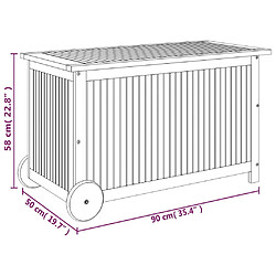 vidaXL Boîte de rangement de jardin avec roues 90x50x58 cm Bois acacia pas cher