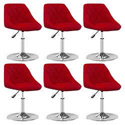 vidaXL Chaises pivotantes à manger lot de 6 Rouge bordeaux Velours