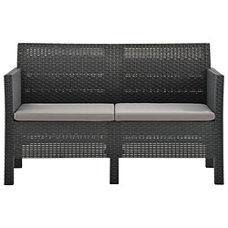 Maison Chic Canapé à 2 places de jardin avec coussins | Canapé d'extérieur | Fauteuil,Banquette Jardin Anthracite PP Rotin -MN39889