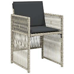 Maison Chic Ensemble à manger d'extérieur 5 pcs avec coussins,Salon de jardin,Mobilier de jardin gris clair rotin -GKD791669 pas cher