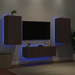 Acheter Maison Chic Lot de 3 Meuble TV muraux, Banc TV avec lumières LED pour salon, Meuble de rangement chêne marron -GKD55919