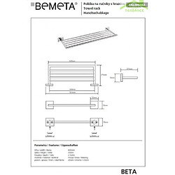 Bemeta - Maison De La Tendance Etagère, Rack porte-serviette en chrome BETA 65,5 x 21,5 x55cm