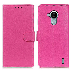 Etui en PU texture litchi avec support, rose pour votre Nokia C30