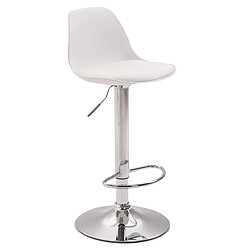 Decoshop26 Tabouret de bar en synthétique et plastique blanc pied en métal réglable et pivotant 10_0000145