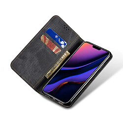 Wewoo Coque Pour iPhone 11 Pro Denim Texture Etui à rabat en cuir de style décontracté avec support logements cartes et porte-monnaie Noir pas cher