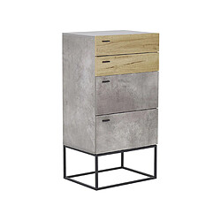 Beliani Commode effet béton / bois clair 4 tiroirs ACRA