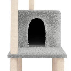 Acheter Helloshop26 Arbre à chat meuble tour grimper jouet grattage grattoir escalade plateforme avec griffoirs en sisal clair 144,5 cm gris 02_0022568