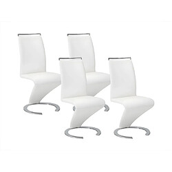 Vente-Unique Lot de 4 chaises TWIZY - Simili Blanc