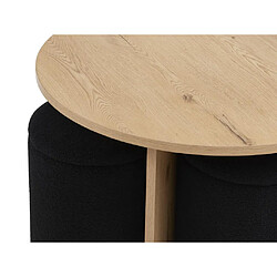 Acheter Vente-Unique Table basse en MDF + 4 poufs en tissu bouclette - Naturel et noir - AKSAY