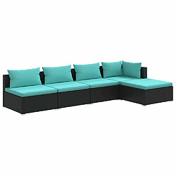 Maison Chic Salon de jardin 5 pcs + coussins - Mobilier/Meubles de jardin - Table et chaises d'extérieur Résine tressée Noir -MN20363