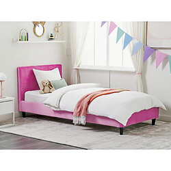 Beliani Lit simple en velours rose fuchsia 90 x 200 cm FITOU