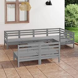 Maison Chic Salon de jardin 8 pcs - Table et chaises d'extérieur - Mobilier/Meubles de jardin Moderne Bois de pin massif Gris -MN84818