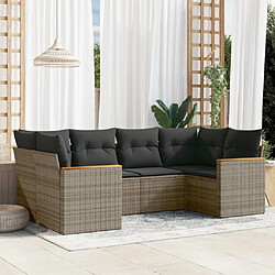 vidaXL Salon de jardin 6 pcs avec coussins gris résine tressée