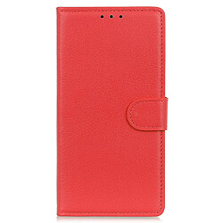 Etui en PU texture litchi, fermoir aimanté, antichoc avec support rouge pour votre Samsung Galaxy A73 5G