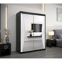 Abiks Meble Armoire MONACO À Portes Coulissantes 200/150/62 2 Portes (Noir/Blanc)