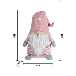 Mobili Rebecca Gnome Nain Scandinave Polyester Gris Rose avec Barbe 30.5x19x13