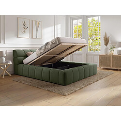 Lit coffre 160 x 200 cm - Tissu - Vert + Matelas - FORVIK de Pascal Morabito