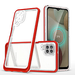 Ozzzo coque transparente 3 en 1 pour samsung galaxy a22 4g frame gel cover rouge