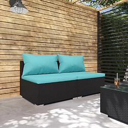 Maison Chic Salon de jardin 2 pcs avec coussins - Table et chaises d'extérieur - Mobilier/Meubles de jardin Moderne Résine tressée Noir -MN91338