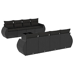 Maison Chic Salon de jardin 9 pcs avec coussins | Ensemble de Table et chaises | Mobilier d'Extérieur noir résine tressée -GKD94055