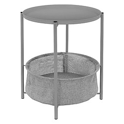 ML DESIGN MODERN LIVING Table d'appoint ronde Ø 46x51 cm Gris en métal avec plateau et panier en tissu ML-Design