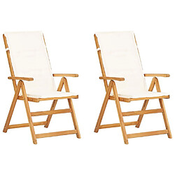 Maison Chic Lot de 2 Chaises inclinables de jardin - Fauteuil d'extérieur Marron Bois solide d'acacia -MN41832