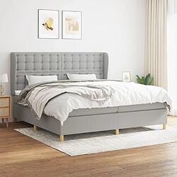 vidaXL Sommier à lattes de lit avec matelas Gris clair 200x200cm Tissu