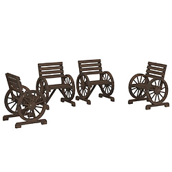 vidaXL Chaises de jardin lot de 4 Bois de sapin massif