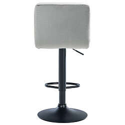 Decoshop26 Lot de 2 tabourets de bar en velours gris avec coutures décoratives pied en trompette métal noir 10_0004397 pas cher