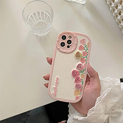 GUPBOO Étui pour iPhone11ProMax Coque de téléphone de style japonais et coréen rose brodée en silicone pour femme