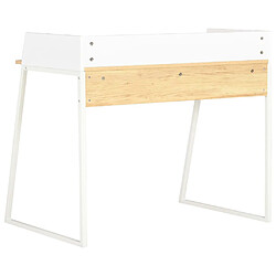 Acheter Helloshop26 Bureau table poste de travail meuble d'ordinateur informatique étude et chêne 90 x 60 x 88 cm blanc 02_0023555