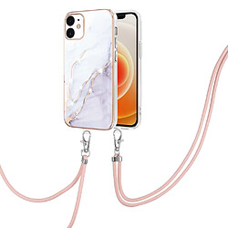 Coque en TPU antichoc, IML IMD, marbre électroplaqué Blanc 006 pour votre iPhone 12/12 Pro 6.1 pouces