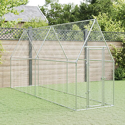 vidaXL Cage pour poules argenté 400x100x190 cm acier galvanisé