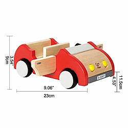 Avis Voiture familiale Hape Dollhouse Jouet de voiture de maison de poupAes en bois, accessoire de vAhicule A pousser pour ensemble complet de meubles de maison de poupAe rouge, L : 8,9, l : 3,5, H : 5,1 pouces