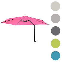 Mendler Parasol mural Casoria, parasol feux de circulation, 3m inclinable, polyester aluminium/acier 9kg ~ rose