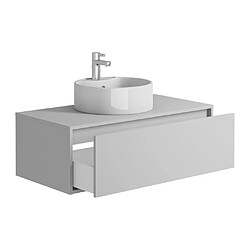 Acheter Vente-Unique Meuble de salle de bain suspendu blanc avec simple vasque ronde - 94 cm - TEANA II