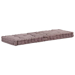 vidaXL Coussin de plancher de palette Coton 120x40x7 cm Taupe