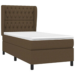 Avis Maison Chic Structures de lit + matelas,Lit à sommier tapissier avec matelas Marron foncé 90x190 cm -MN63628