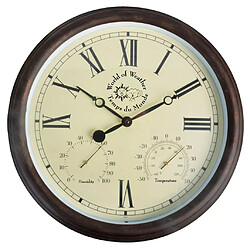 Decoshop26 Horloge murale de station avec thermo-hygromètre 30,5 cm TF009 DEC022208