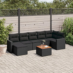 Maison Chic Ensemble Tables et chaises d'extérieur 8 pcs avec coussins,Salon de jardin noir résine tressée -GKD249216