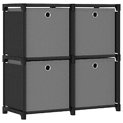 vidaXL Étagère à 4 cubes avec boîtes Noir 69x30x72,5 cm Tissu