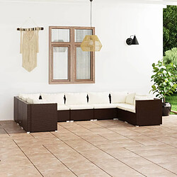 Maison Chic Salon de jardin 9 pcs + coussins - Mobilier/Meubles de jardin - Table et chaises d'extérieur Résine tressée Marron -MN23348