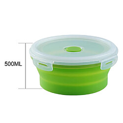 Conteneur De Nourriture Rond Stockage Pliable Bol De Camping Micro-ondes Réfrigérateur Moyen 500 Ml Vert pas cher