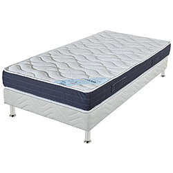 Ebac Matelas + sommier tapissier 90x190 Mousse - Melior - Soutien ferme - Blanc