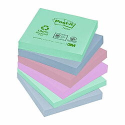 Notes repositionnables couleurs recyclées Post-It 76 x 76 mm - bloc de 100 feuilles - Lot de 16