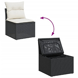 Avis vidaXL Salon de jardin 10 pcs avec coussins noir résine tressée