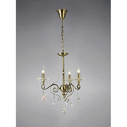 Luminaire Center Suspension Libra 3 Ampoules laiton antique/cristal