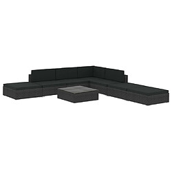 vidaXL Salon de jardin 8 pcs avec coussins résine tressée noir