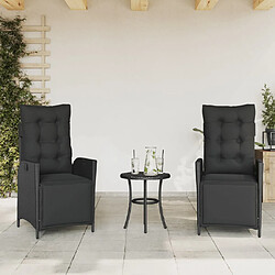 vidaXL Chaises inclinables de jardin lot de 2 repose-pied noir rotin